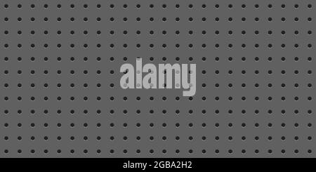 Metal Peg board perforated texture background material with round holes seamless Stock Vector