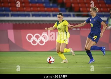 Hayley RASO (AUS) Fridolina ROLFO (SWE) during the Olympic Games Tokyo 2020, Football Women's Semi-Final between Australia and Sweden on August 2, 2021 at International Stadium Yokohama in Yokohama, Japan - Photo Photo Kishimoto / DPPI Stock Photo