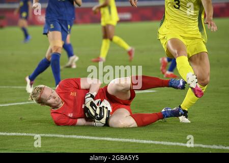 Hedvig LINDAHL (SWE) during the Olympic Games Tokyo 2020, Football Women's Semi-Final between Australia and Sweden on August 2, 2021 at International Stadium Yokohama in Yokohama, Japan - Photo Photo Kishimoto / DPPI Stock Photo