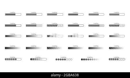 A set of vector icons for the loading bar. Flat style Stock Vector