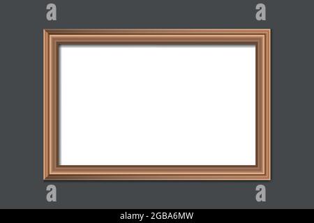 Empty hanging picture or poster frame on a gray wall for mock up. Decoration concept . Vector illustration Stock Vector