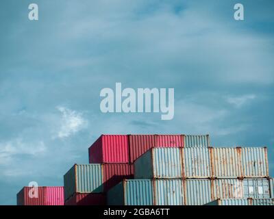 container yard blue sky for letters Stock Photo - Alamy