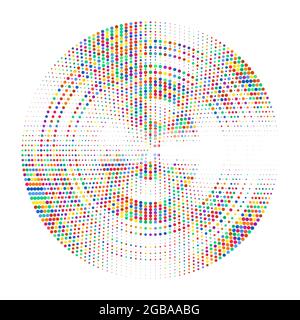Round pattern of rainbow confetti. Abstract random grainy texture for celebratory design, Christmas decorations, wedding theme, greeting card, banner, Stock Vector