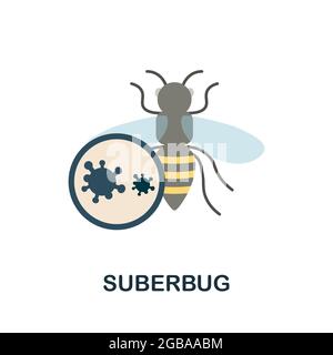Suberbug flat icon. Colored sign from antibiotic resistance collection. Creative Suberbug icon illustration for web design, infographics and more Stock Vector