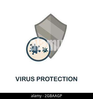 Virus Protection flat icon. Colored sign from antibiotic resistance collection. Creative Virus Protection icon illustration for web design Stock Vector