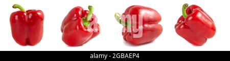 Set of images of red bell peppers isolated on white background Stock ...