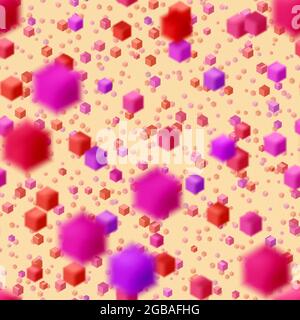 Abstract seamless flying colorful cube background. Pattern with random small colorful cubes Stock Photo