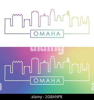 Omaha skyline. Colorful linear style. Editable vector file. Stock Vector