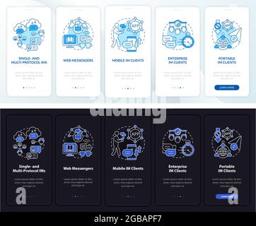 Instant messaging service onboarding mobile app page screen Stock Vector