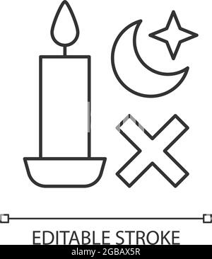 Never use candle while sleeping linear manual label icon Stock Vector