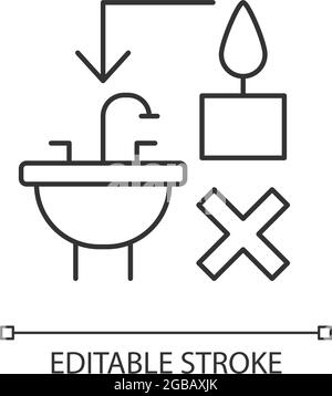 Never throw hot wax down sink linear manual label icon Stock Vector