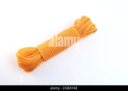 orange clothesline on a white background isolated Stock Photo