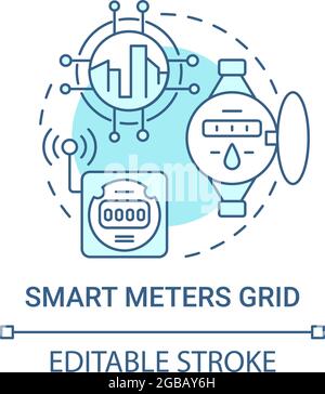 Smart meters grid blue concept icon Stock Vector