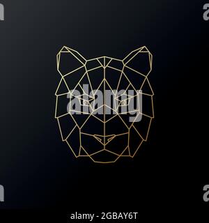 Golden geometric tiger head. Vector illustration. Stock Vector