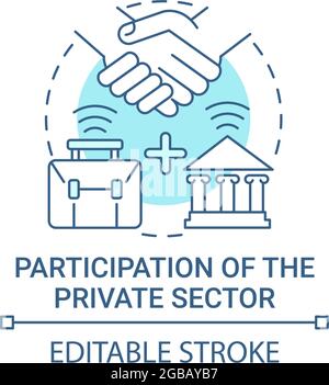 Participation of private sector blue concept icon Stock Vector