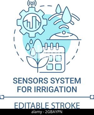 Sensor system for irrigation blue concept icon Stock Vector