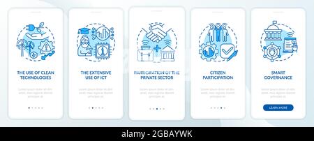 Tools of smart city management onboarding mobile app page screen Stock Vector