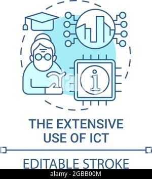 Extensive use of ict blue concept icon Stock Vector