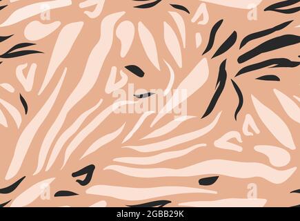 Hand drawn vector abstract stock modern graphic illustration,safari bohemian contemporary seamless pattern print with animal tiger striped texture in Stock Vector