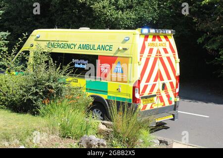 North west medical emergency ambulance parked on the road Stock Photo