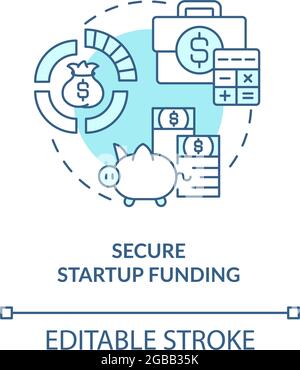 Secure startup funding blue concept icon Stock Vector