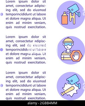 Vandalism protection concept line icons with text Stock Vector