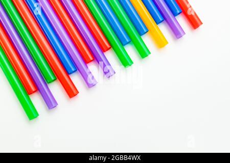 multicolored cocktail tubes isolated on white background Stock Photo
