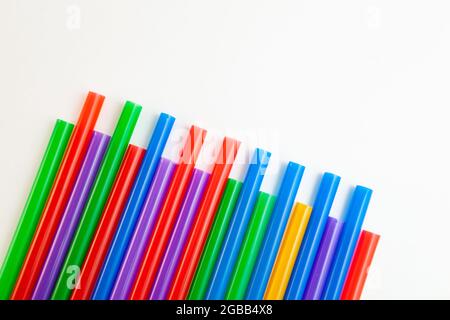 multicolored cocktail tubes isolated on white background Stock Photo