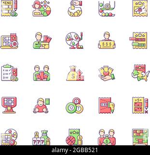 Lottery types RGB color icons set Stock Vector