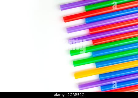 multicolored cocktail tubes isolated on white background Stock Photo
