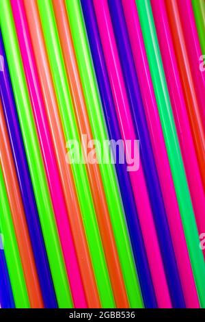 texture of multi-colored cocktail tubes Stock Photo