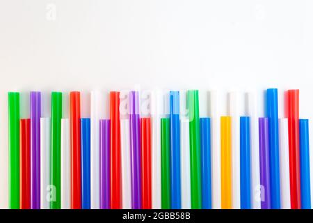 multicolored cocktail tubes isolated on white background Stock Photo