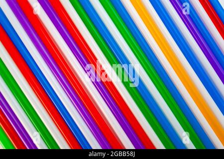 texture of multi-colored cocktail tubes Stock Photo
