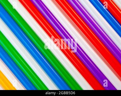 texture of multi-colored cocktail tubes Stock Photo