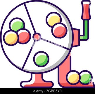Ball draw machine RGB color icon Stock Vector
