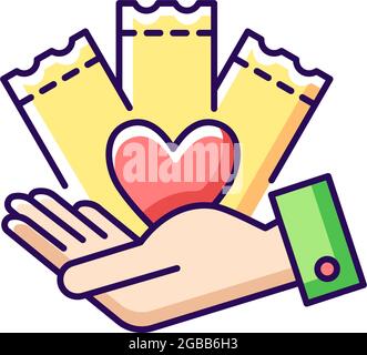 Charitable lottery game RGB color icon Stock Vector