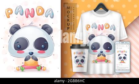 Happy bear - poster and merchandising. Stock Vector