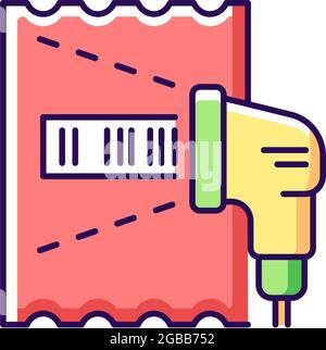 Lottery ticket scanner RGB color icon Stock Vector