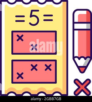Five digit lottery game RGB color icon Stock Vector