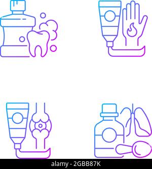 Medical treatment options gradient linear vector icons set Stock Vector