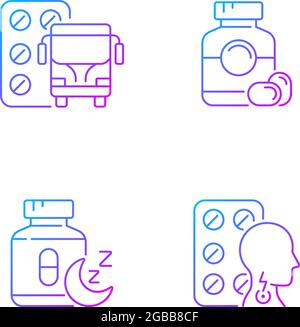 Maintaining life quality gradient linear vector icons set Stock Vector