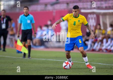 Tokyo, Japan. 31st July, 2021. T'QUIO, TO - 31.07.2021: TOKYO 2020 OLYMPIAD  TOKYO - Guilherme Arana do Brasil during the soccer game between Brazil and  Egypt at the Tokyo 2020 Olympic Games