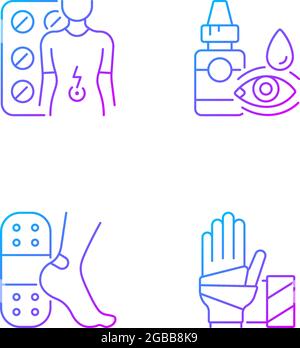 Medication options gradient linear vector icons set Stock Vector