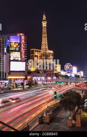 Hotel Paris, and Casino Bally's Las Vegas, The Strip, Las Vegas, Nevada, United States of America, North America Stock Photo