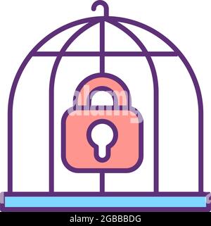 Cage and lock RGB color icon Stock Vector