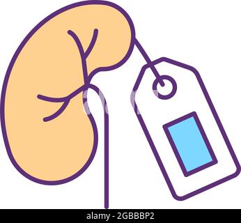 Kidney removal RGB color icon Stock Vector