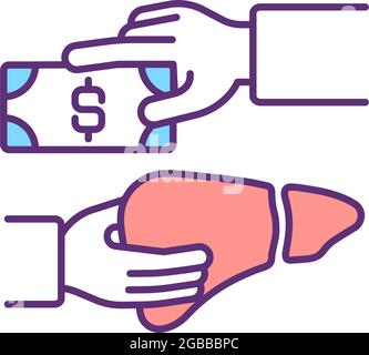 Forced organ trade RGB color icon Stock Vector