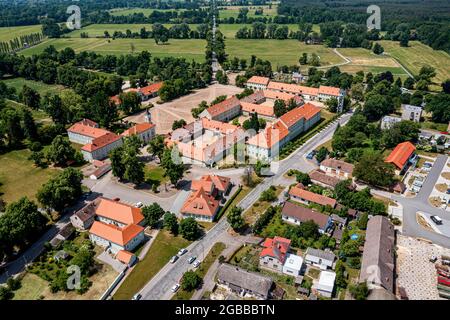 Landscape for Breeding and Training of Ceremonial Carriage Horses at Kladruby nad Labem, UNESCO, Pardubice Region, Czech Republic Stock Photo