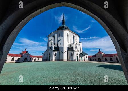 Pilgrimage Church of Saint John of Nepomuk, UNESCO World Heritage Site, Zelena Hora, Czech Republic, Europe Stock Photo