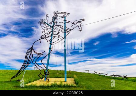 The Enchanted Highway, a collection of large scrap metal sculptures constructed at intervals along a two-lane highway, North Dakota, USA Stock Photo